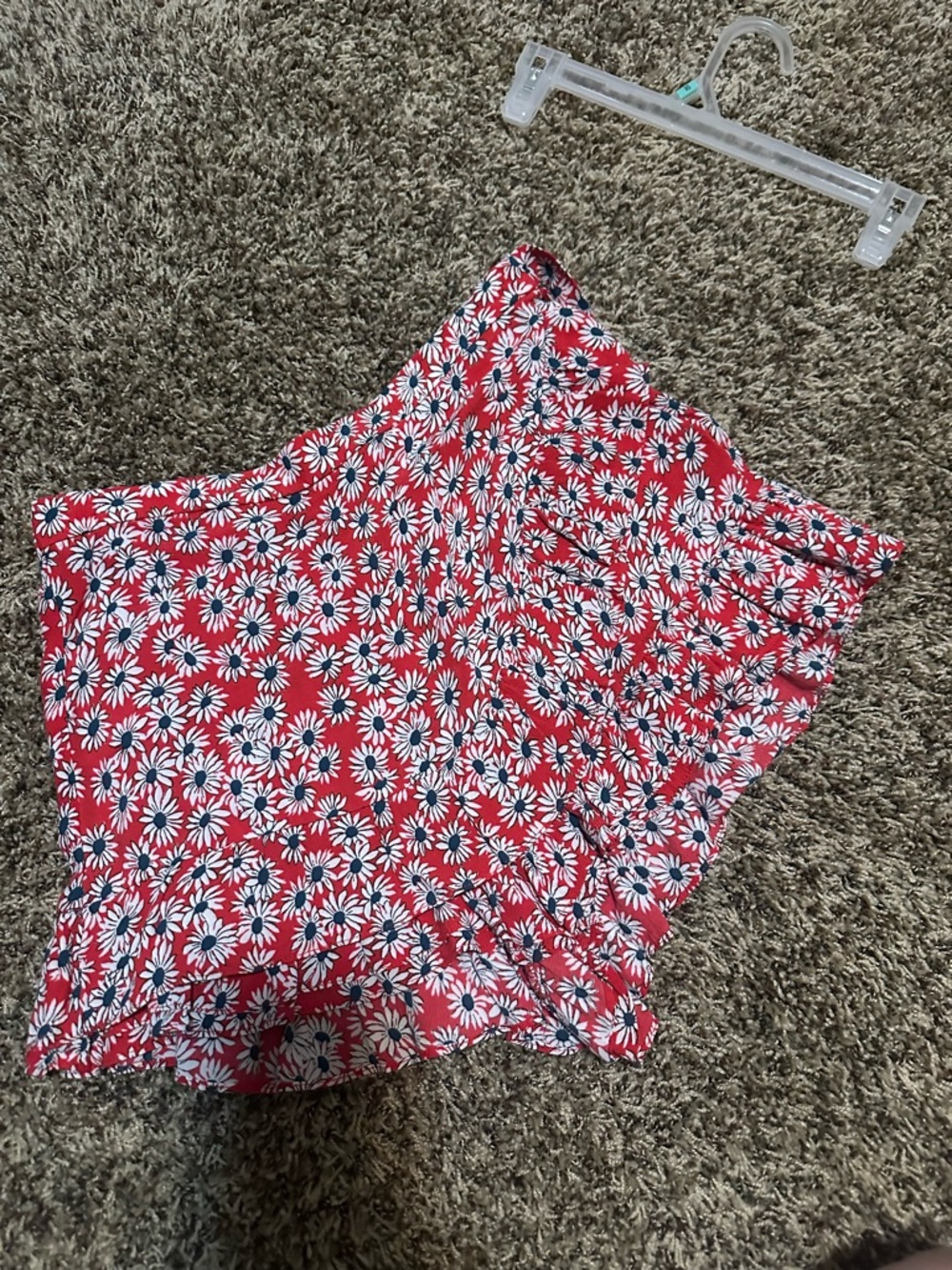 Zara Red Daisy-Print Tie-Side Skort - Picture 3 of 8